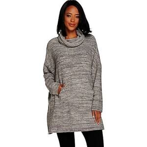 Barefoot Dreams Cozychic Funnel Neck Pullover Women's Graphite Stone One Size